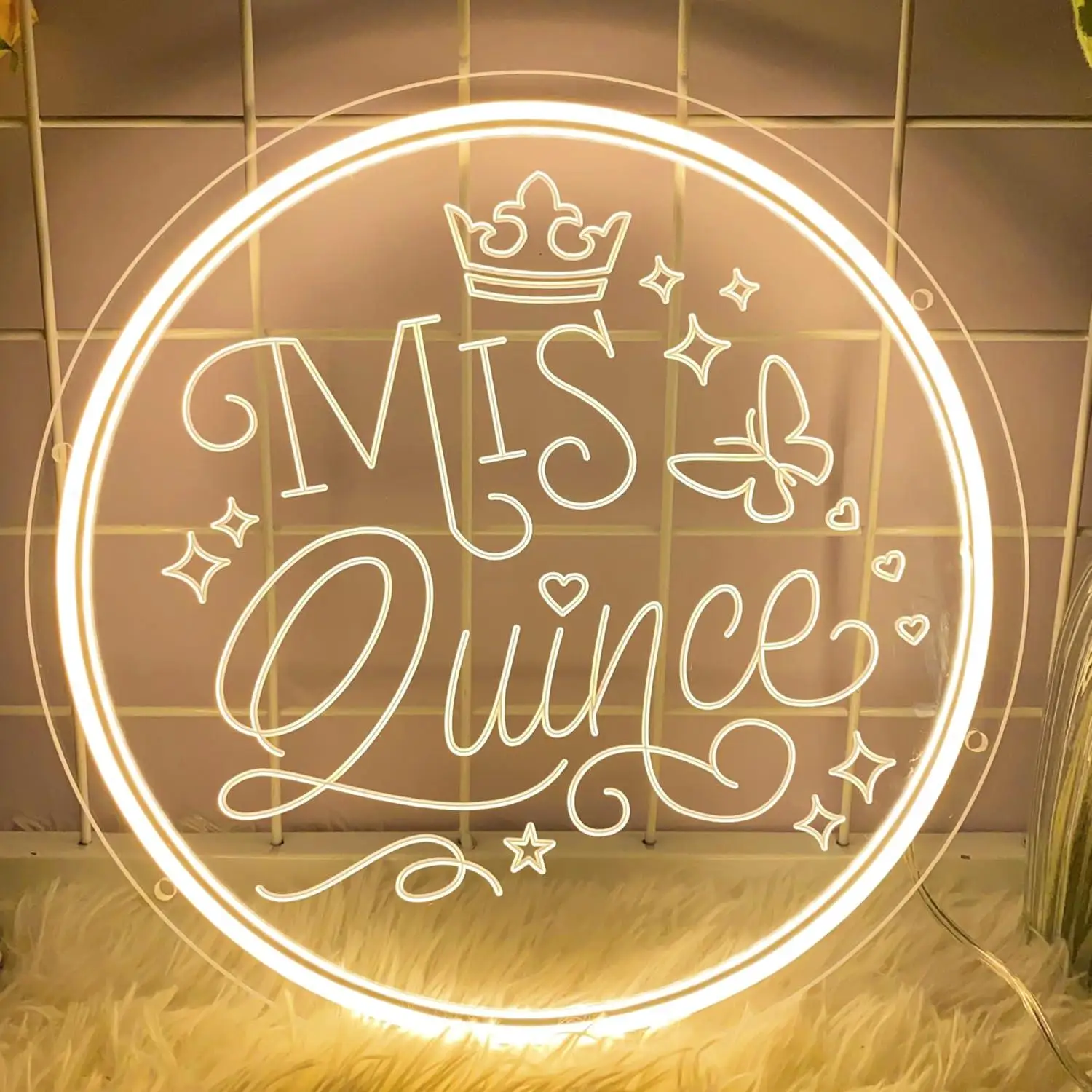 Mis Quince Neon Sign Led Neon Light For Quinceanera Birthday Party Girls Bedroom Dorm Salon Aesthetic Wall Art Celebration Gift