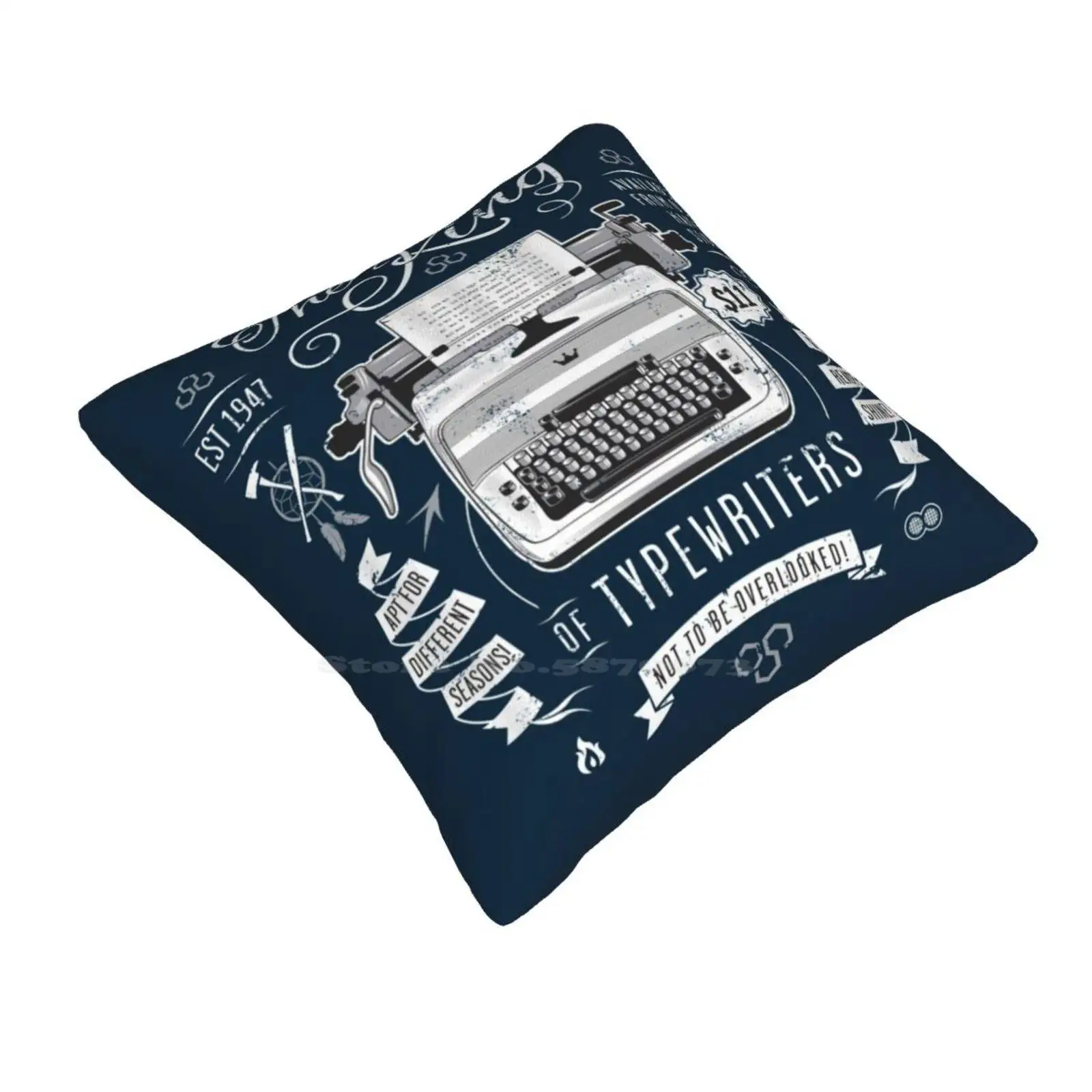 The King Of Typewriters Funny Cute Decor Square Pillowcase Horror Writer Books King Story Stories Cool Retro Type Typography