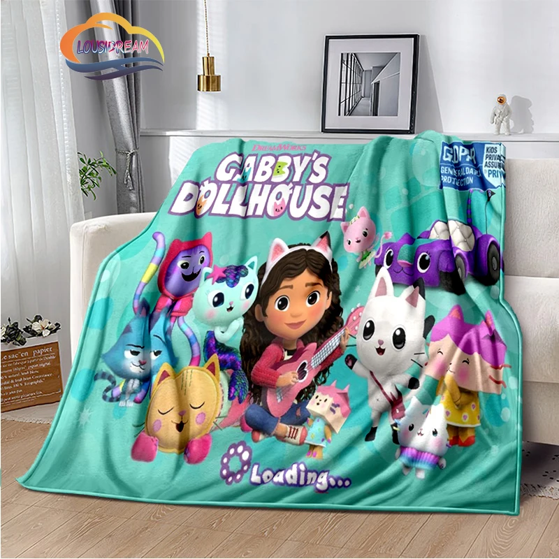 3D Printed Gabby\'s Dollhouse Plush Blanket Fashion Flannel Fleece Children\'S and Girl  Sofa Nap  Travel