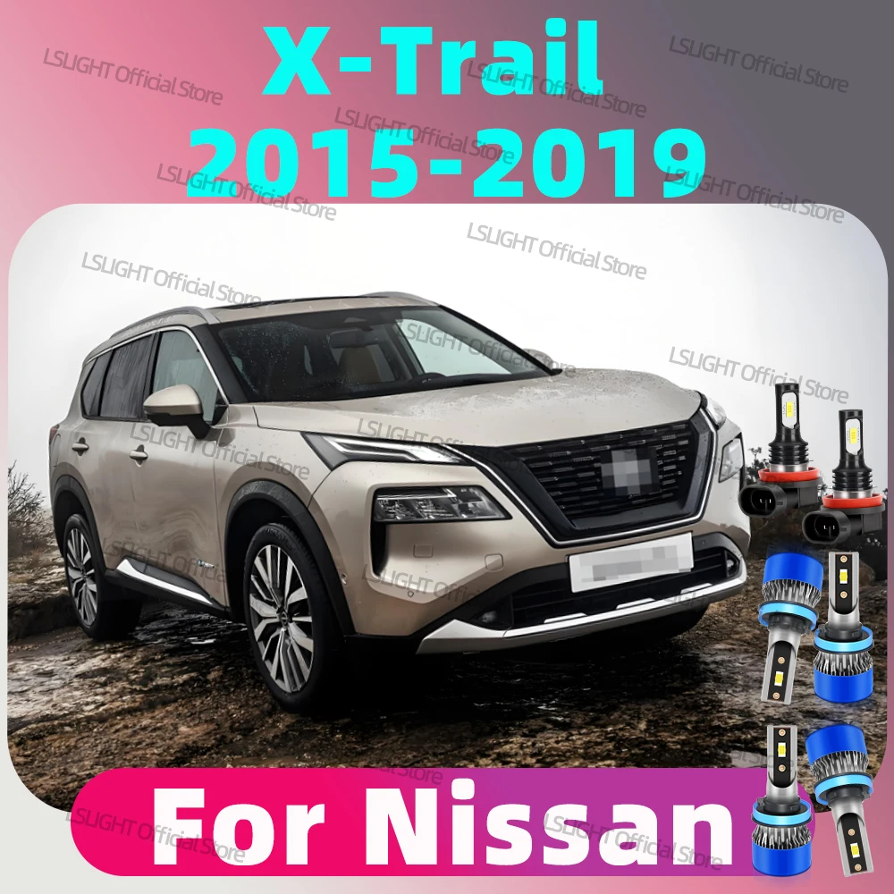 2/6x Front High Low Beam Headlight Bulbs 6000K Fog Lights 12V Plug-N-Play For 2015-2019 Nissan X-Trail X Trail 2016 2017 2018