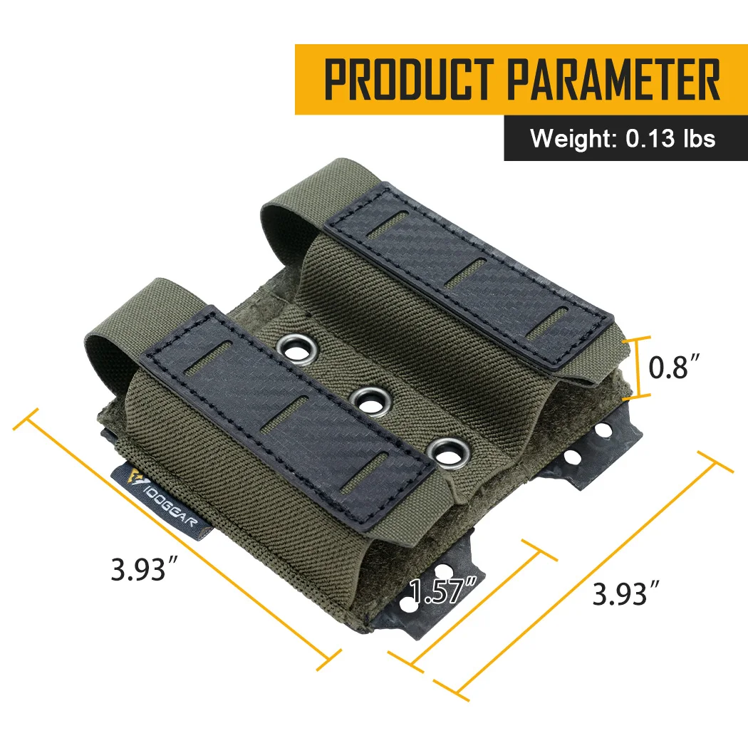 IDOGEAR Taktische Mag-Tasche, 9 mm, Doppel-Mag-Träger, Kohlefaser, MOLLE-Tasche, Camo 3590