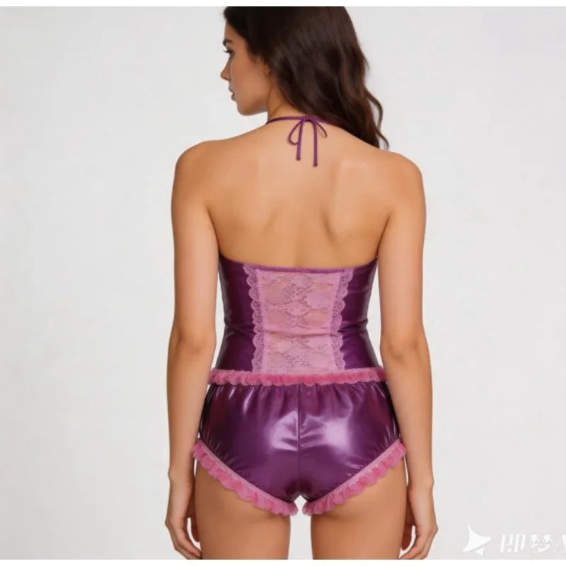 Slip in PVC trasparente a vita alta taglie forti con finiture in pizzo, ultra morbido, silenzioso, setoso, sottile, intimo in plastica, sexy, confortevole, traspirante, per tutti i giorni
