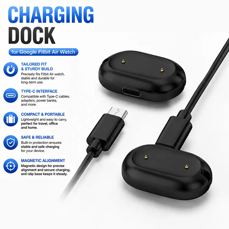 Charging Dock for Google Fitbit Air Watch Type-C Smart Watch Charger Cradle Dock Stand USB Charge Base for Google Fitbit Air