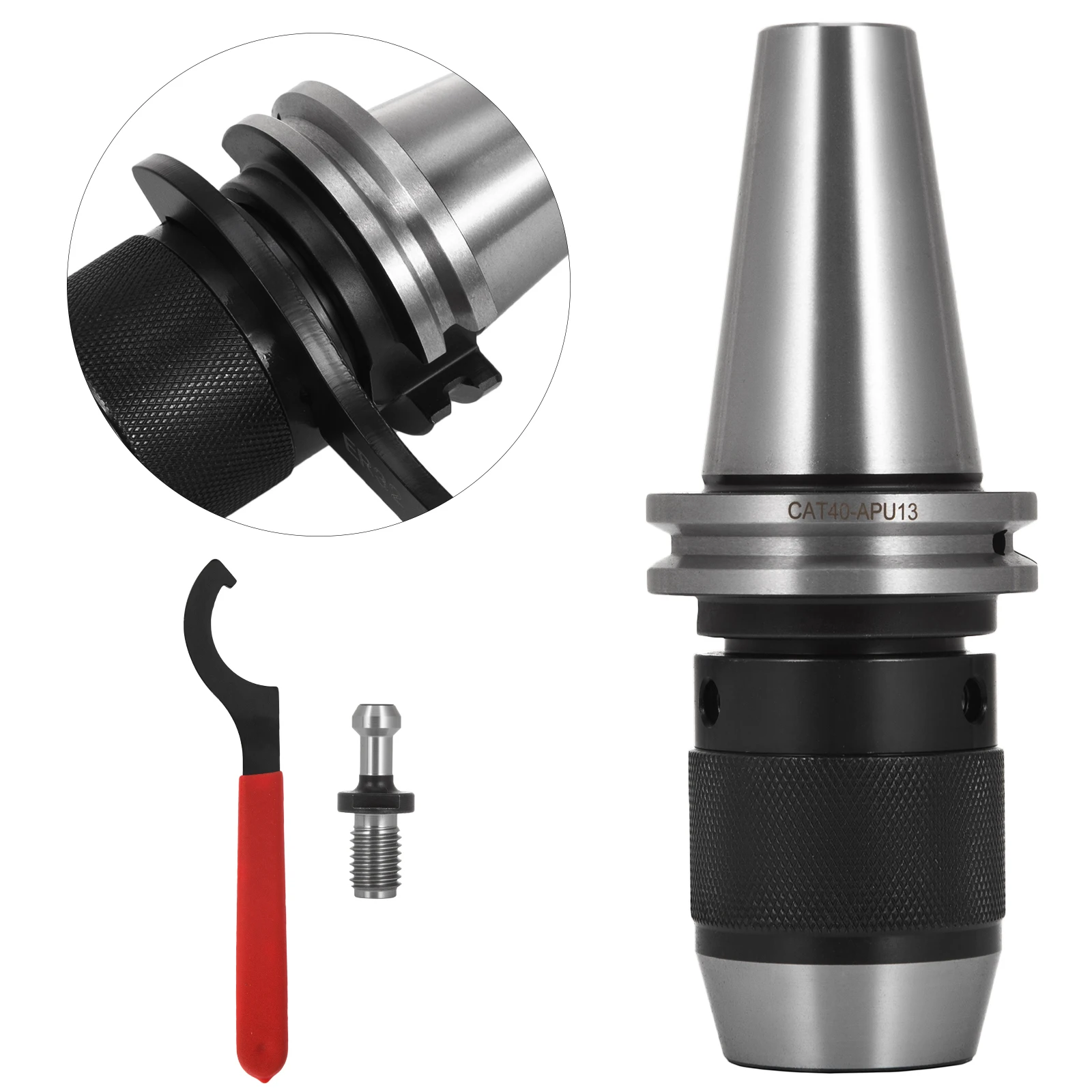 SucceBuy CAT40-APU13-100 Drill Chuck Keyless Collet Chuck Tool Holder Pull Stud Spanner Wrench for CNC Lathe Milling Drill Press