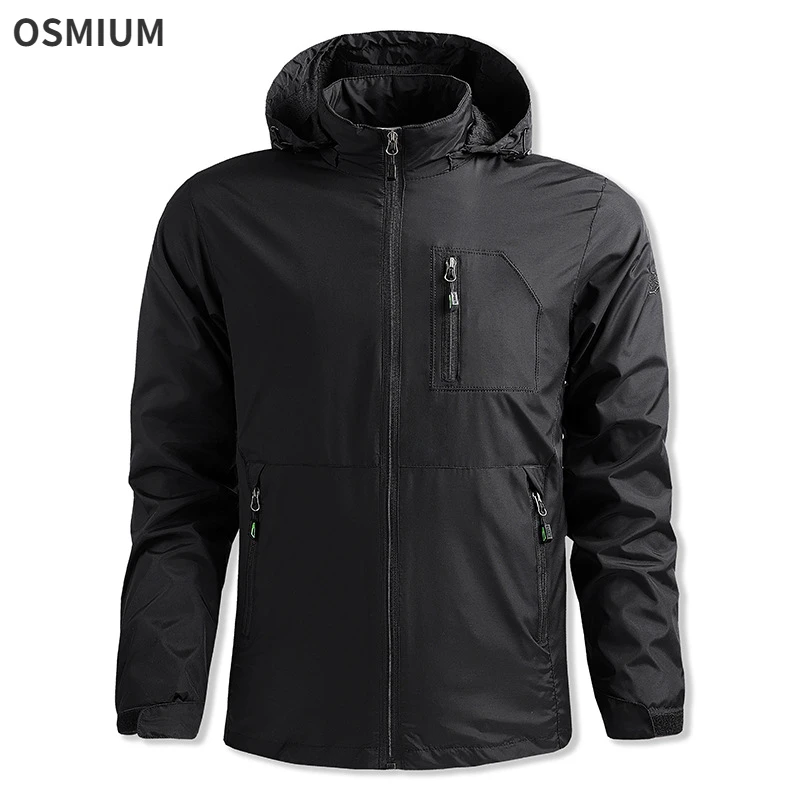 

Men Black Quick-drying Long Sleeve Zip Up Windbreaker Hiking Outerwear Coat Oversize Jacket 5xl Outdoor Waterproof Jackets 4xl