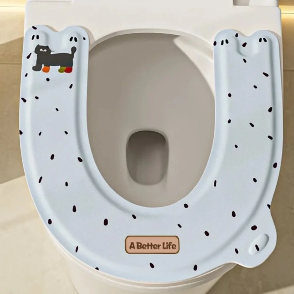 3PCS Handheld Toilet Seat Cover Thickened Cartoon Paste Type Toilet Cushion Comfortable Waterproof Closestool Mat Home Use