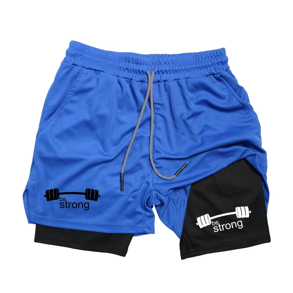 Laufshorts für Herren, Fitness, Fitnessstudio, Leistung, Sport-Shorts, Sommer, lässig, 2-in-1-Mesh, schnell trocknend, Workout, Kompression, Jogging-Shorts