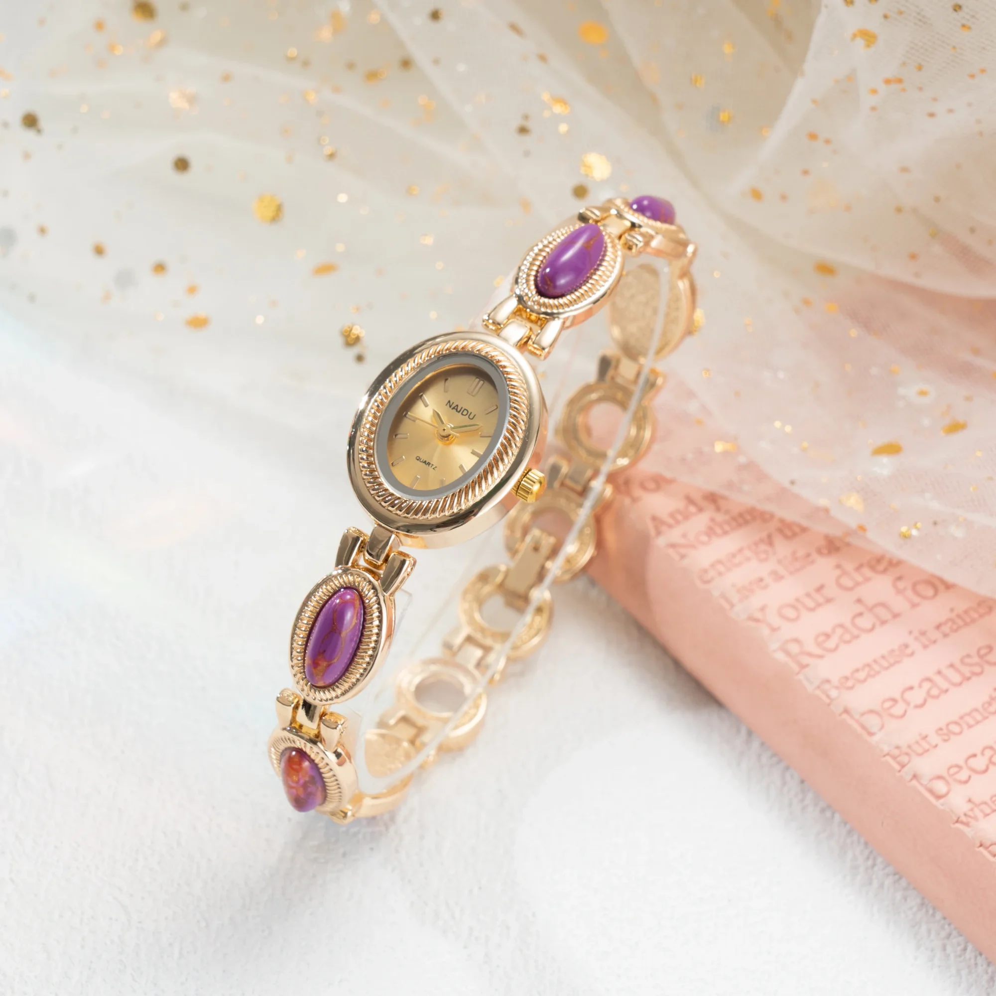 Elegant Bracelet Watch Retro Luxury Elegant Ladies Watch Bracelet Style Design Oval Dial Women's Quartz Watch Clock