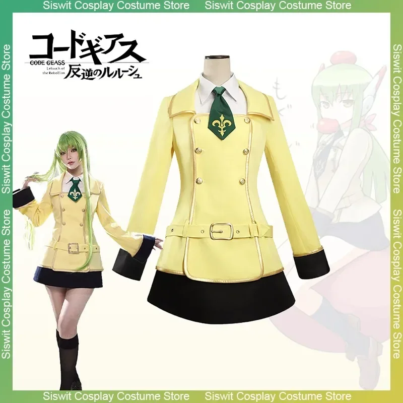 

Anime Code Geass CC Cosplay Costume Queen School Uniform Coat Shirt Belt Tie Accessories Full Set Carnival Party Dress Up Women