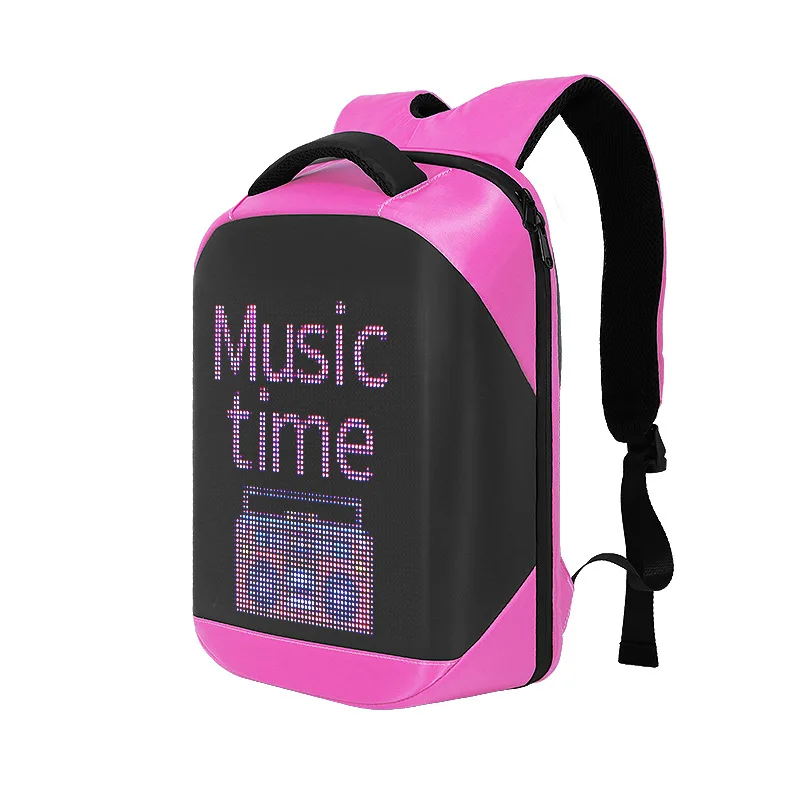 Smart LED Backpack Fashion Black Laptop Backpack with Digital Pixel LED Screen with APP Unisex