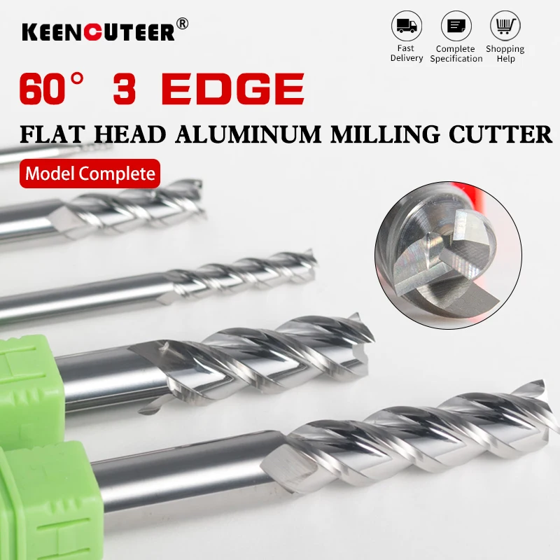 

3-зубая концевая фреза из вольфрамовой стали | Фреза с ЧПУ 1-12 мм | Твердосплавное покрытие для алюминия HRC60