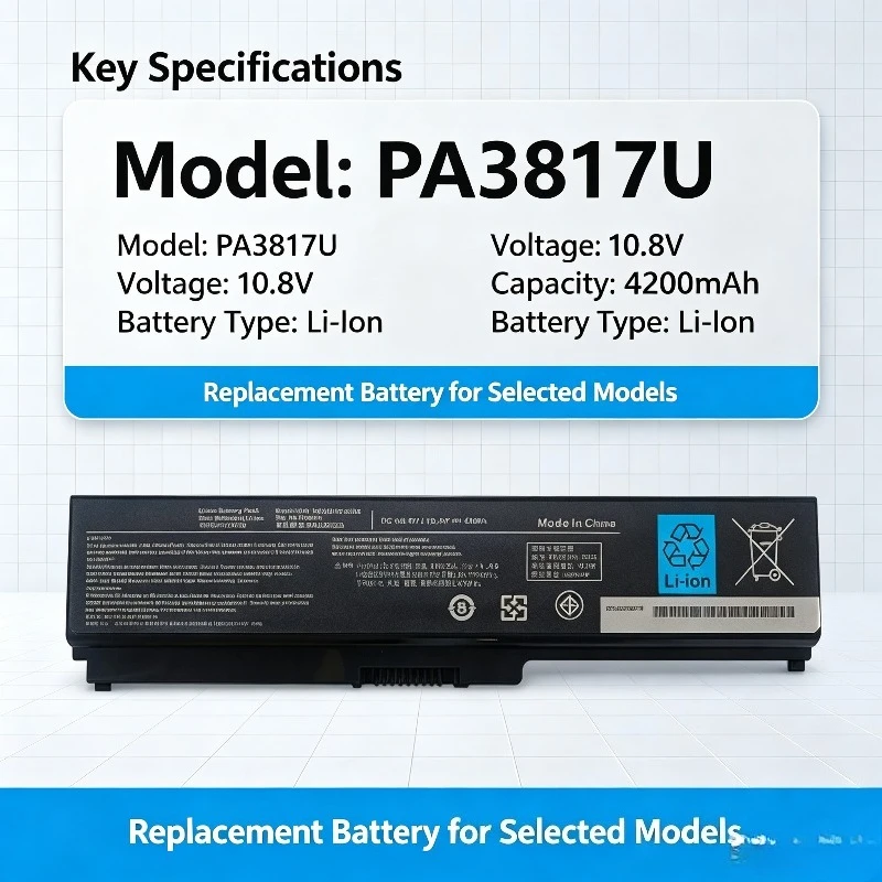 Replacement Laptop Battery for Toshiba C600D C640 C650 C660 C675 PA3817U‑1BRS PA3816 Rechargeable Notebook Battery
