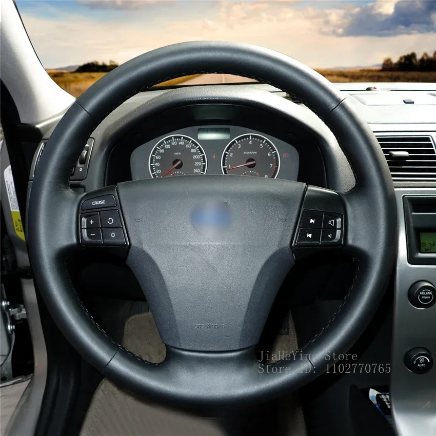

DIY Hand-Stitched Non-slip Leather Steering Wheel Cover Wrap for Volvo S40 2006-2012 V50 2005-2011 Interior Accessories