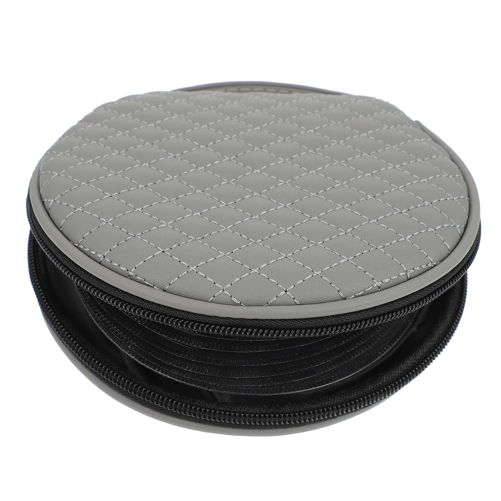 

CD Storage Bag Premium PU Material Embroidered Plaid Design Lightweight Portable Case for Car Home Use Storage Solution