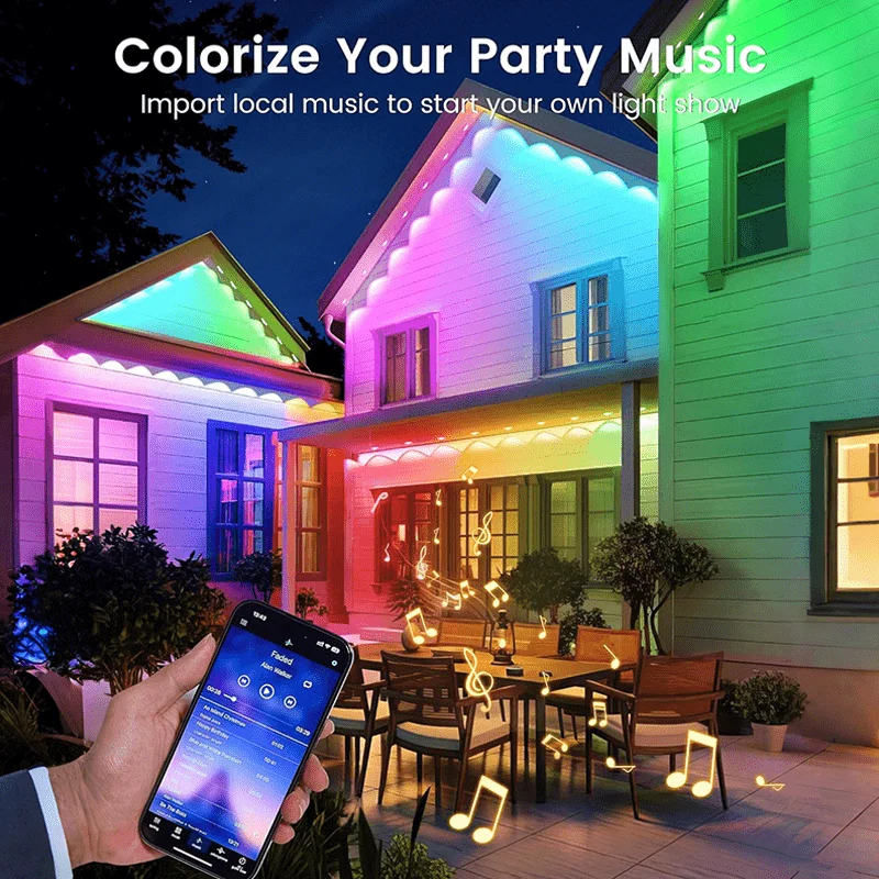 الذكية الدائمة في الهواء الطلق ضوء RGB الطنف أضواء IP67 مقاوم للماء App التحكم الموقت مزامنة الموسيقى للإضاءة الديكور الطرف في الهواء الطلق #4