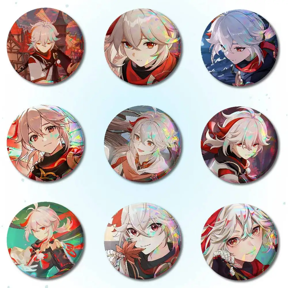 Genshin Impact Kaedehara Kazuha Badges Round Brooch Cute Cartoon Idol Cosplay Badges DIY Backpack Clothing Jewelry Pins