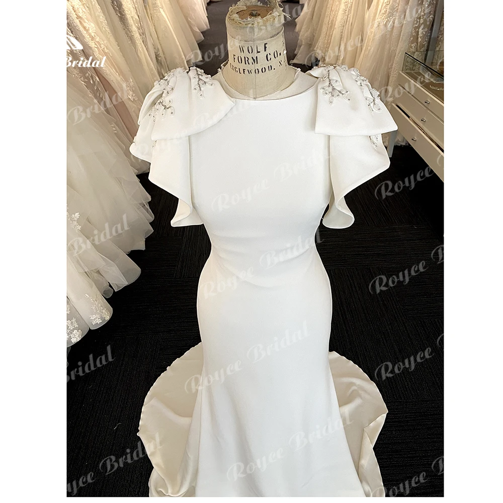 Roycebridal-Robe Sirène en Crêpe Sexy, Tenue de Soirée, Réception de Perles, pour Patients