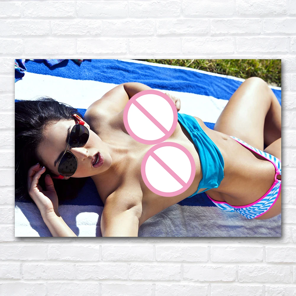 Sunbathing Bikini Girl Picture Printed Canvas Painting Wall Art Posters for Home Decor Aesthetic Room Decoration