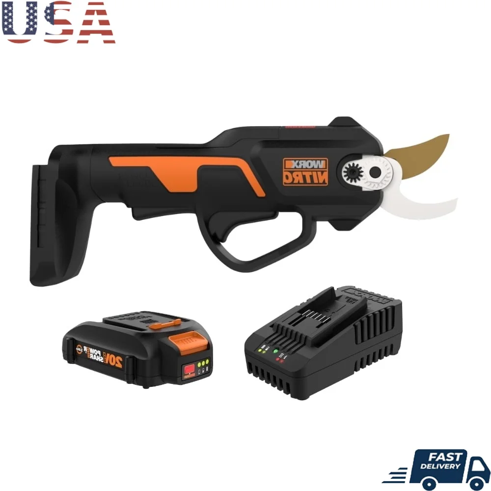 

20V Battery Pruning Shears Ergonomic One-Handed Operation Brushless Motor Powerful Cutting Soft Grip Handle Charger Included