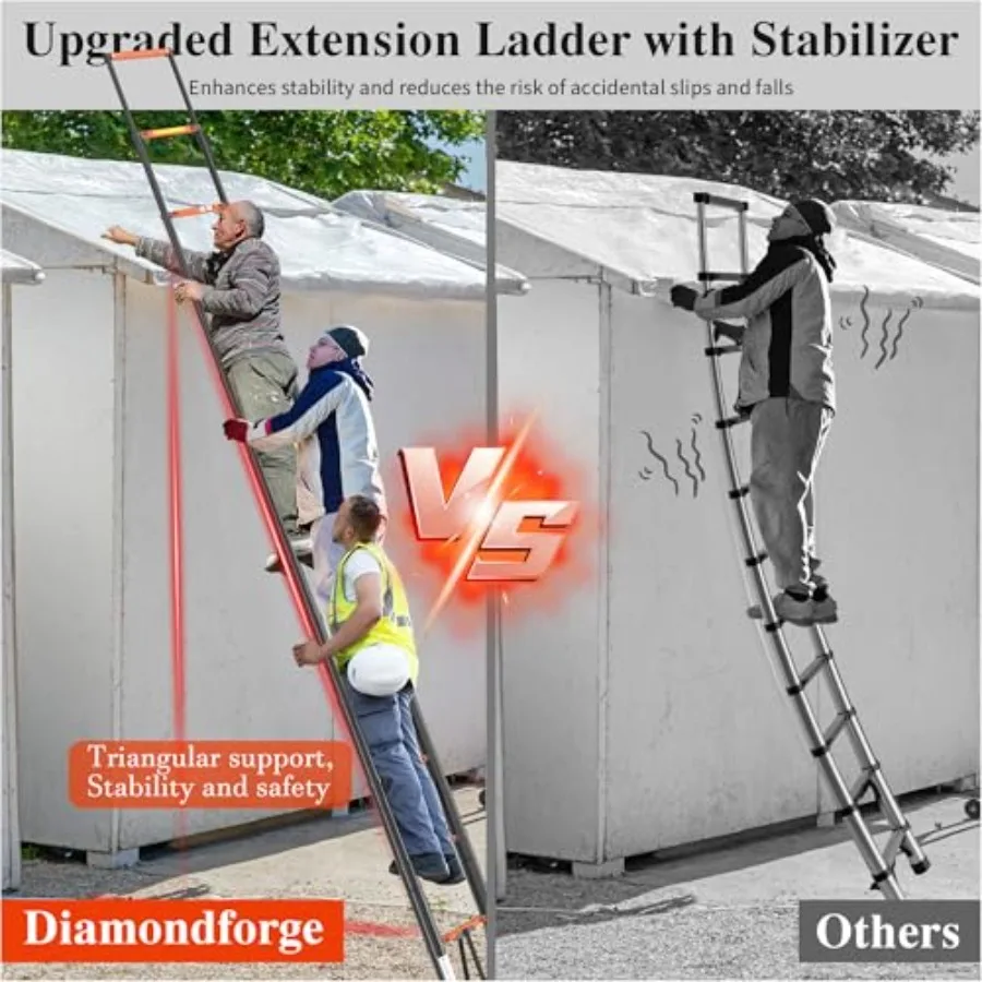 Telescoping Ladder Extension Telescopic Collapsible 16.5 FT RV Telescope Foldable Extendable Tall Compact Aluminum Ladders for