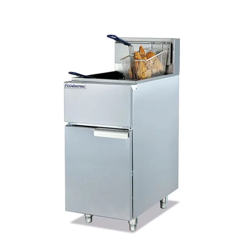 

Коммерческая фритюрница из нержавеющей стали с 1 баком и 2 корзинами, газовая фритюрница для рыбы