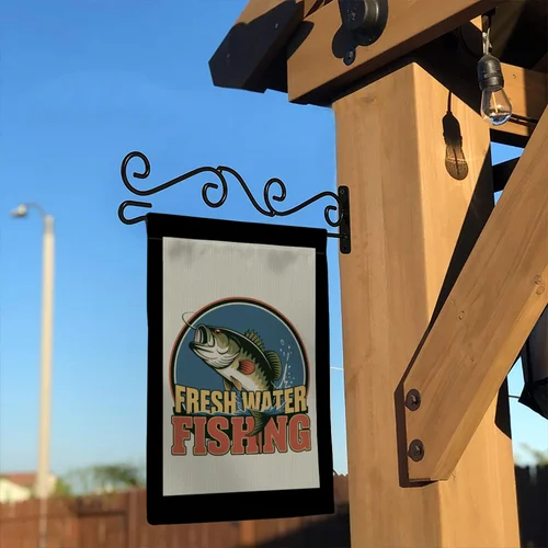 Fresh Water Fishing Garden Flag Bass Fish Hunter Lake Decor Yard Banner OOV IIC