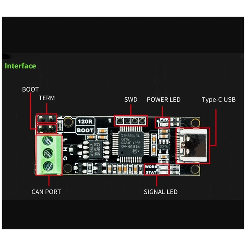 CANable V2.0 Pro CANbus Transceiver USB to Protocol Analyzer Adapter CAN2.0 Serial Controller-A07G