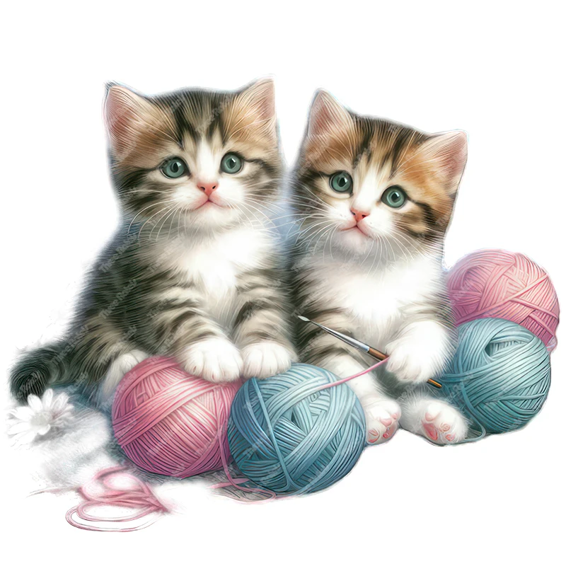 3 개의 라텔 귀여운 고양이 실 공 놀이용 만화 동물 스티커, 홈 데코, 자동차 데칼