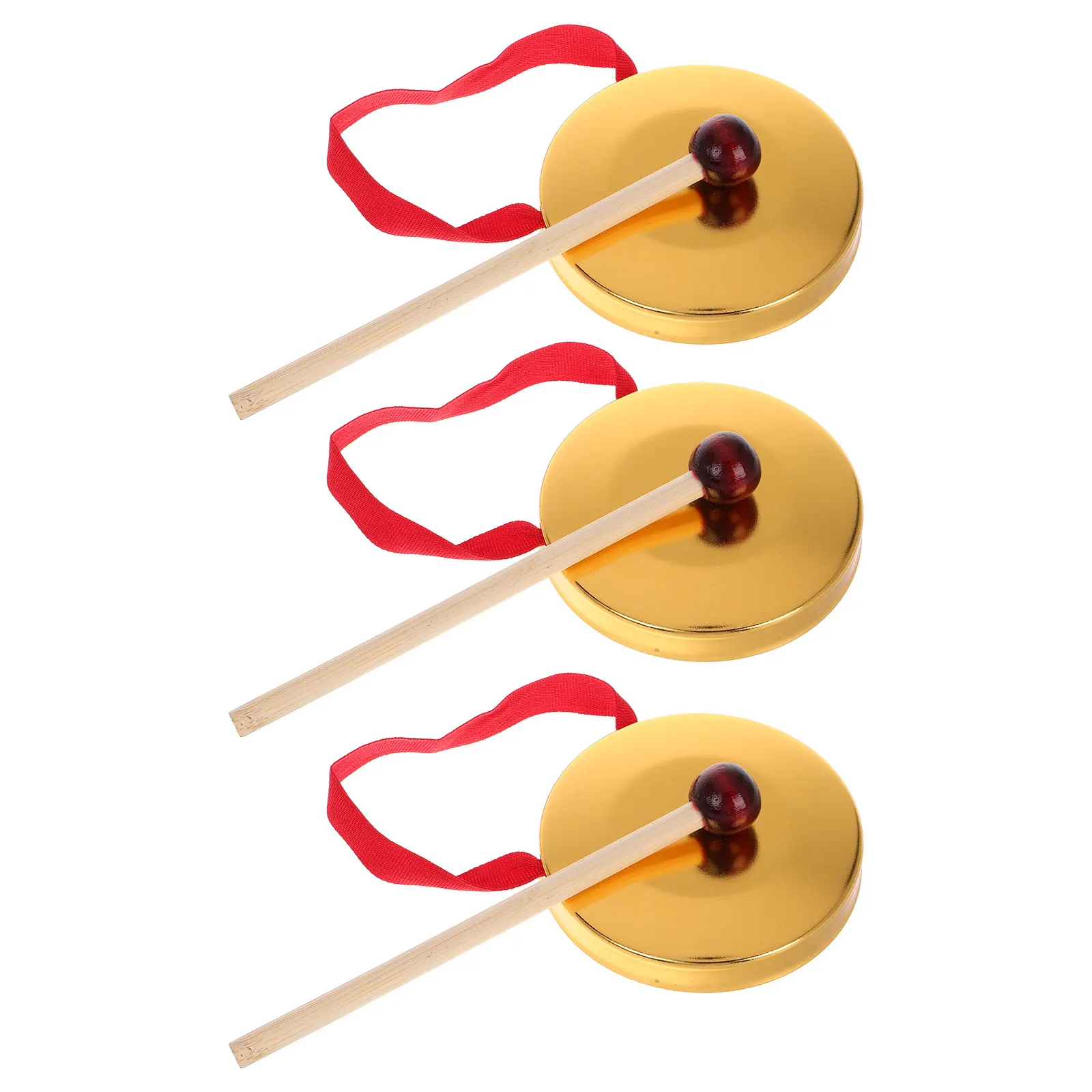 

3 set Mini Gong 9cm Copper Percussion Toy Kids Handheld Gong Mallet Rhythm Musical Party Props Brass Decorative Ornaments Safe