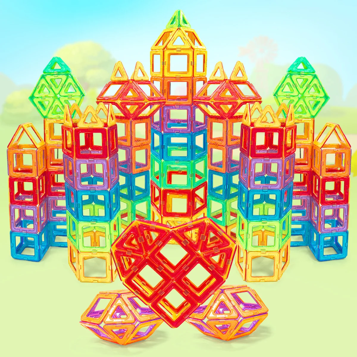 مجموعة مكعبات بناء مغناطيسية، مقاس كبير 20/40 قطعة ألعاب جذعية، ألغاز تعليمية للأطفال، هدية عيد الميلاد والهالوين