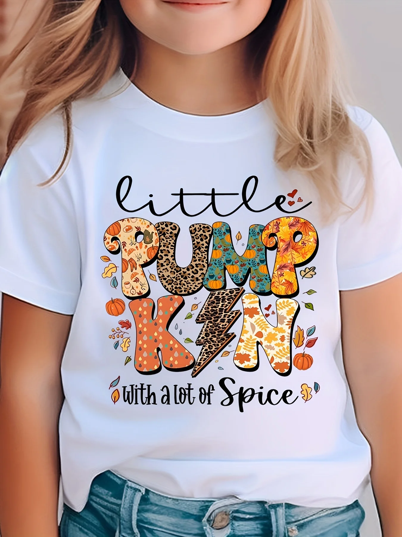 Super Cute Little Pumpkin T-shirt Perfect Choice for Thanksgiving Cute Summer Children's Clothing, Charming Pattern T-shirt Gift