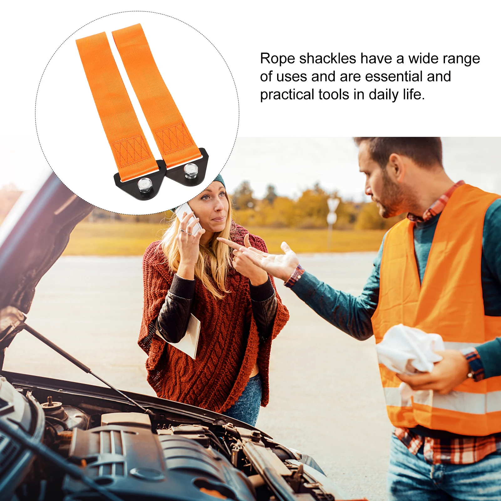 

2 Pcs Tow Rope Car Nylon Traction Automotive Towing Multicolor Bumper Strap Orange Trailer Decoration