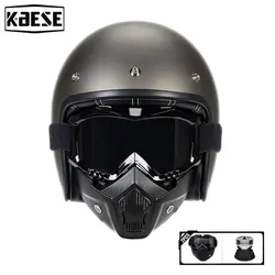 Motorbike Riding Casco Motos 3/4 Open Face Helmet with Detachable Fog-proof Warm Goggles Scooter ATV Cruiser Helmets DOT