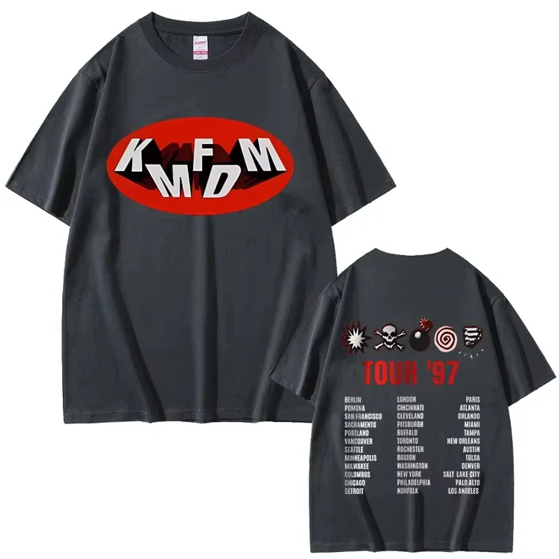 Rock Band Kmfdm Tour 97 Graphic Print  T-shirt Summer Men Women Vintage Gothic Punk Streetwear Male Casual Pure Cotton  T Shirts