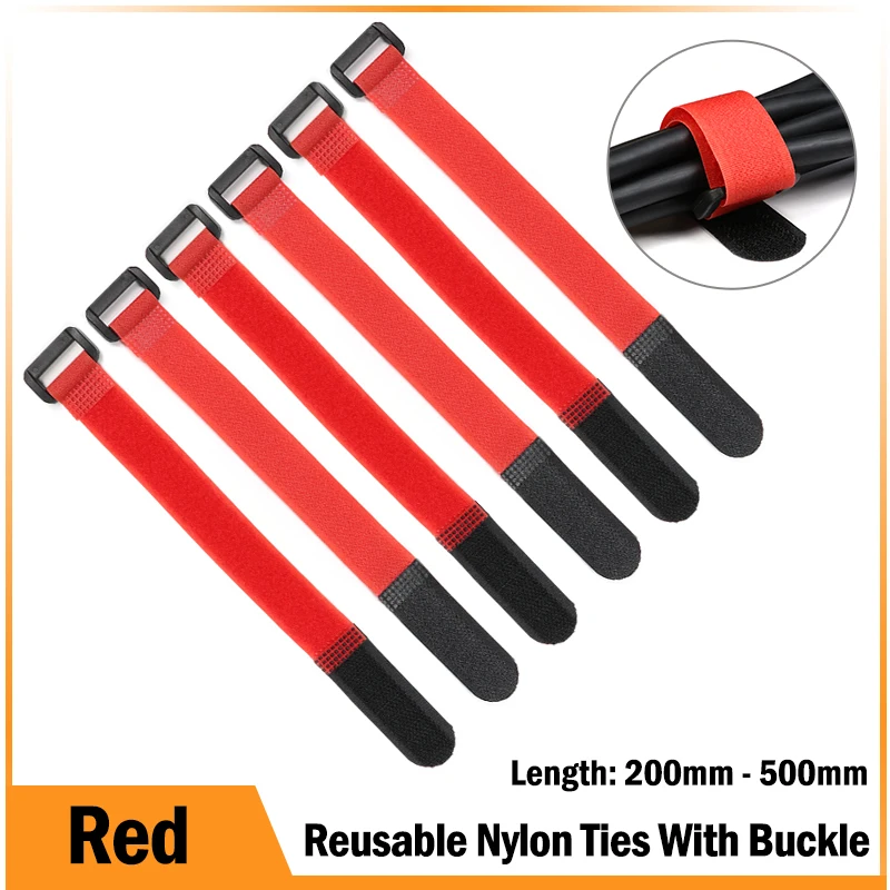 

Red 200/300/500mm Cable Ties Reusable Self Adhesive Nylon Strap Reverse Buckle Line Wire Organizer Hook Loop Bundle Fastener