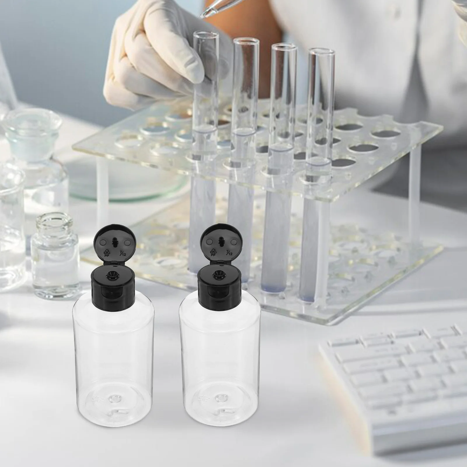 

12Pcs 150ml Leakproof Lab Squeeze Bottles Black Disc Top Caps Refillable Toiletry Dispensers Portable Squeezable Tubes