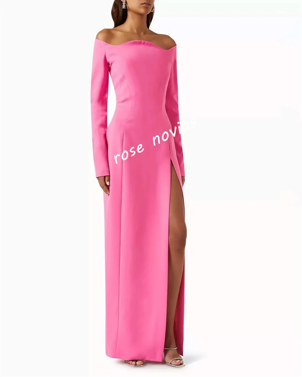 Abiti lunghi dritti con spalle scoperte semplici con pieghe in jersey personalizzati Occasioni su misura Abito da sera di alta qualità Festa elegante