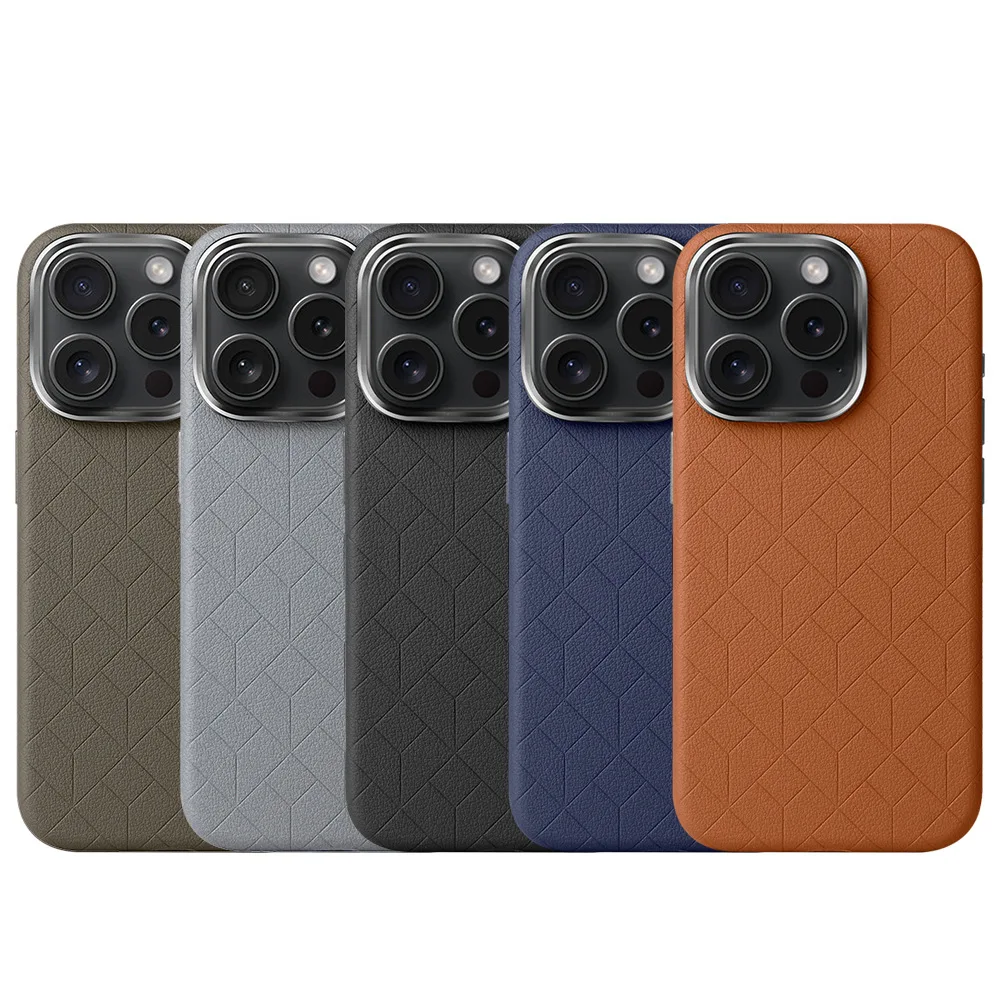 

Чехол для телефона Iphone 16/16 Pro/16 Pro Max с магнитной зарядкой, роскошный кожаный металлический ободок для объектива премиум-класса, деловой противоударный чехол