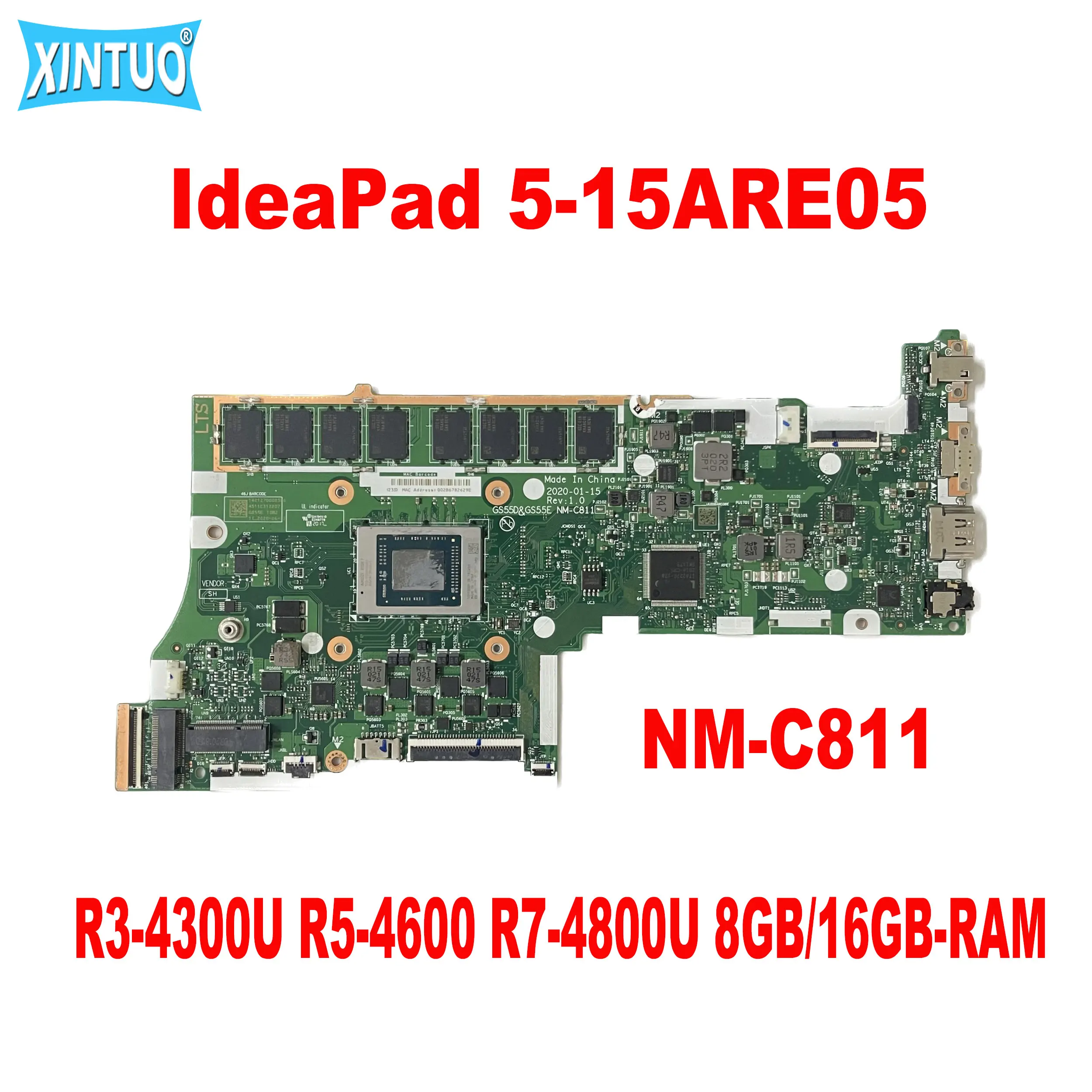 

NM-C811 Mainboard for Lenovo IdeaPad 5-15ARE05 laptop motherboard with R3-4300U R5-4600 R7-4800U 8GB/16GB-RAM DDR4