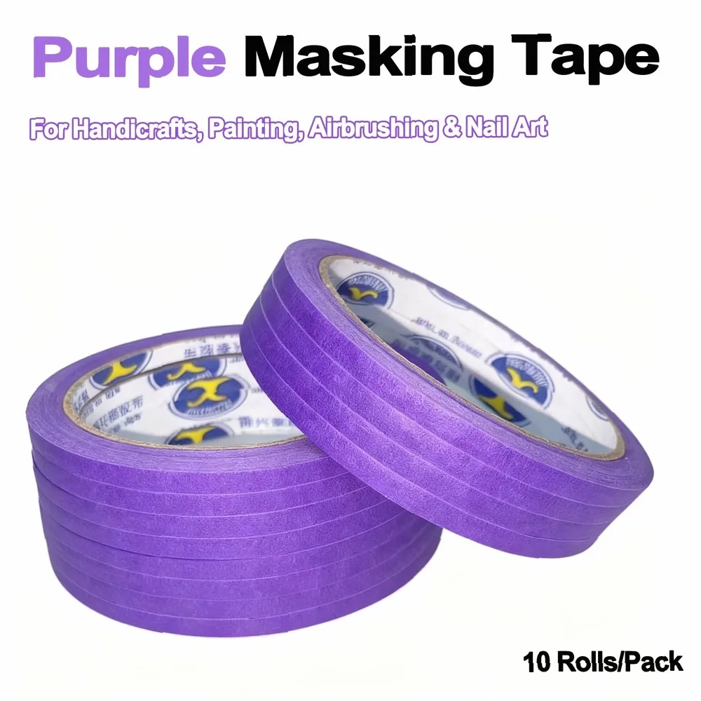 Purple Washi Tape Set 10 Rolls, Masking Tape for Painting Drawing Nail Art, DIY Craft Decorative Sticker
