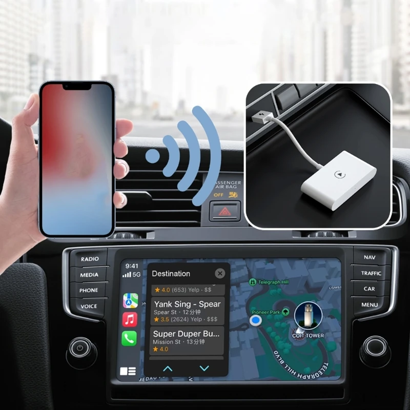 Ключ CarPlay с OTG-конвертером Type-C для iOS 8 11 13 Series Беспроводной адаптер CarPlay Преобразование проводного в N2UB