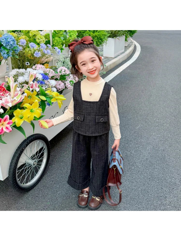 女の子の長袖セット,3ピース,ウエスタンスタイル,カジュアルファッション,韓国,新しい,春と秋,2024