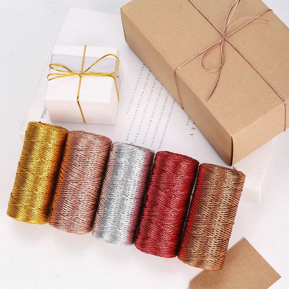 1 Roll 100 M Gold Silk Braided Rope Crafts Handmade Rope, Ribbon Gift Packaging Supplies, Vintage Diy Thread Rope For Party Gift