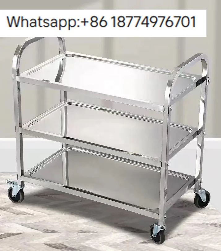 

OEM Modern Assemble Portable 2-Tier Stainless Steel Kitchen Cart Hotel and Restaurant Mobile Food Delivery Service Trolley