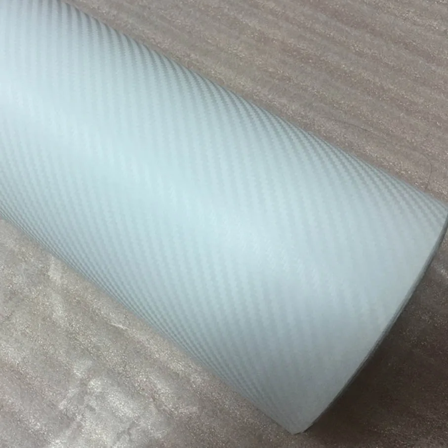 Premium 3D White Carbon Fiber Car Wrap Vinyl Roll with Air Release Self Adhesive Decal