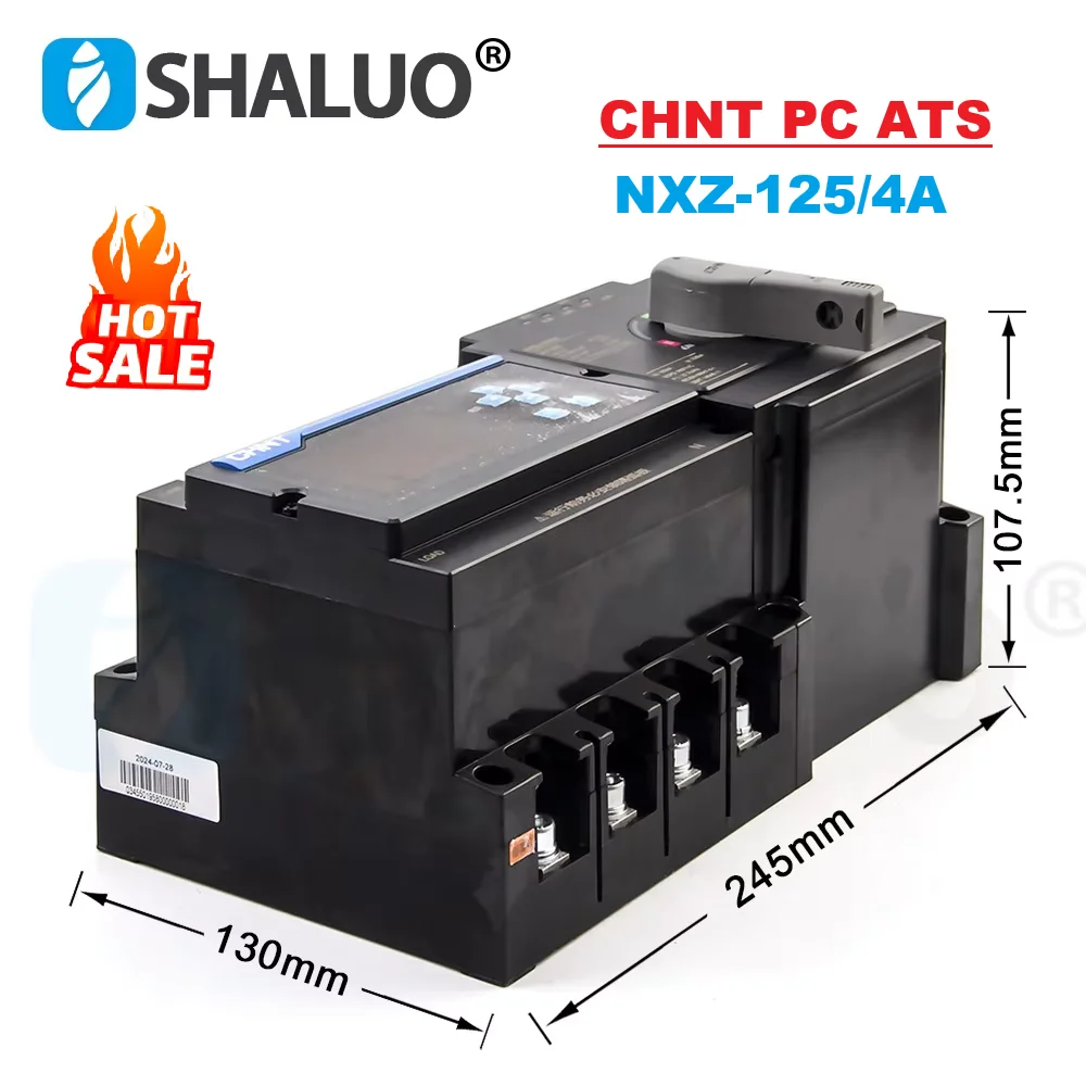 Original CHNT ATS NXZ-125/4A 4P 125A Dual Power Automatic Transfer Switch With Display Control Module QR Code APP Operation