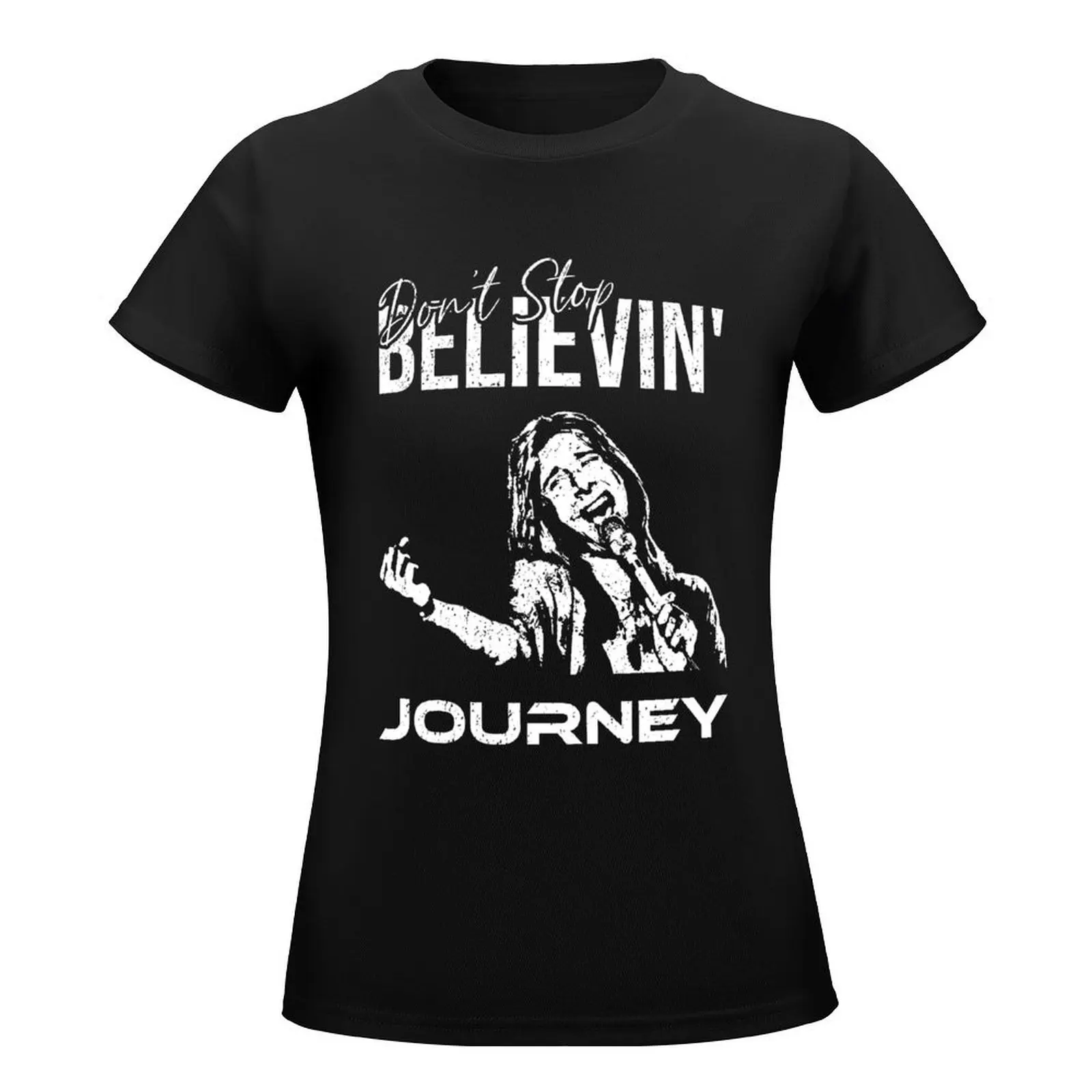 Steve Perry of Journey The Band Don't Stop Believin' Design 4 (with grunge/distressed texture) T-Shirt customs clothes for Women