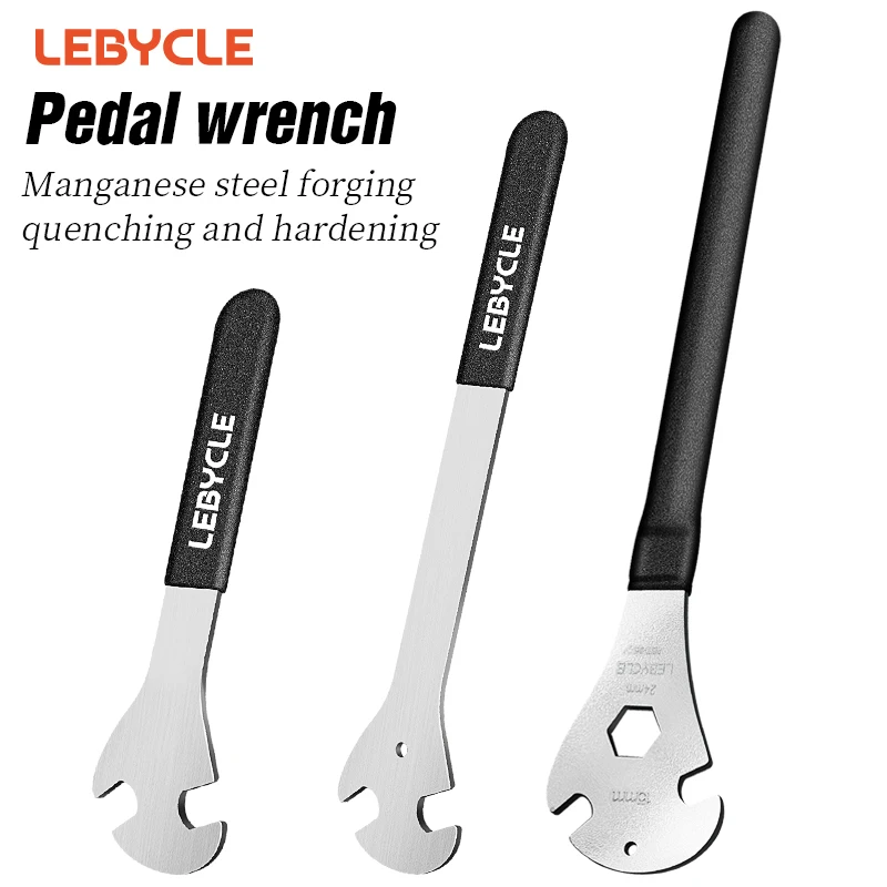 LEBYCLE Bike Pedal Wrench Extra Long Handle Sturdy Durable Cycling Pedal Spanner Install 15mm Tool Bicycle Accessories