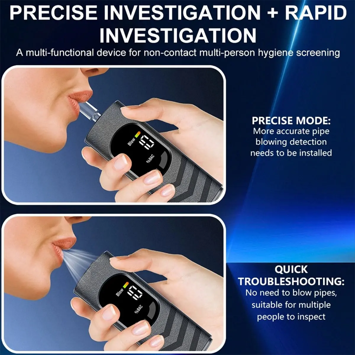 Portable Alcohol Tester Breathalyzer Alcoholimetro Digital Detector for Home Display Drunk Driving Car Electronics