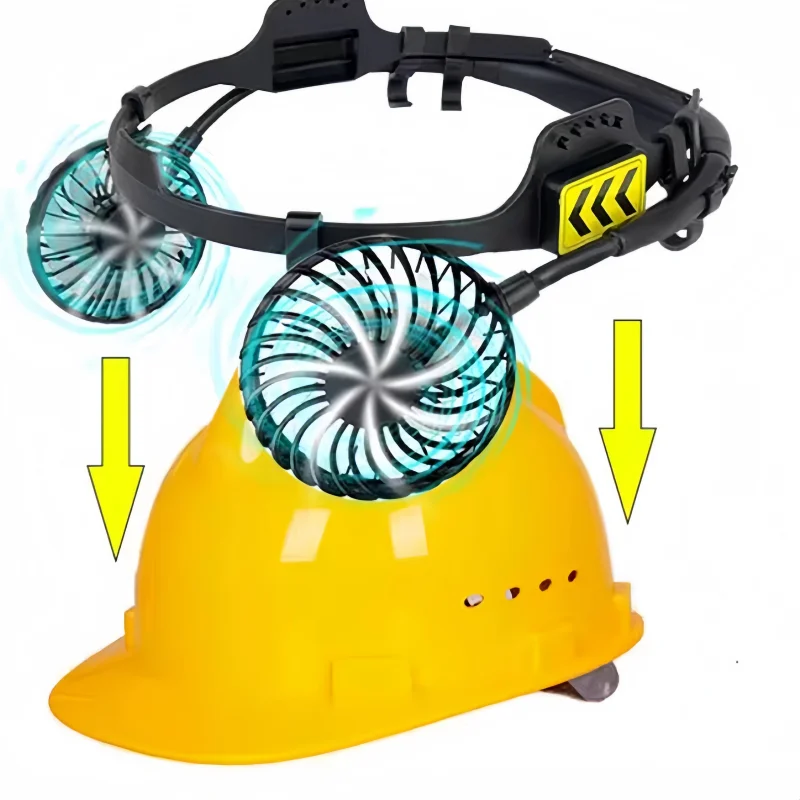 Ventilador de resfriamento de capacete de segurança ajustável LED luz noturna portátil para alívio de calor no verão conforto de trabalho ao ar livre adequado para a maioria dos capacetes